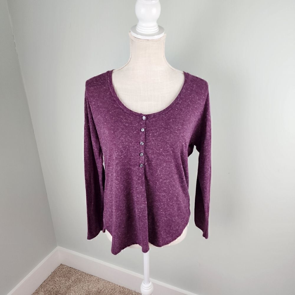 Victoria Secret Long Skeeve Pajama Shirt Size Small Purple